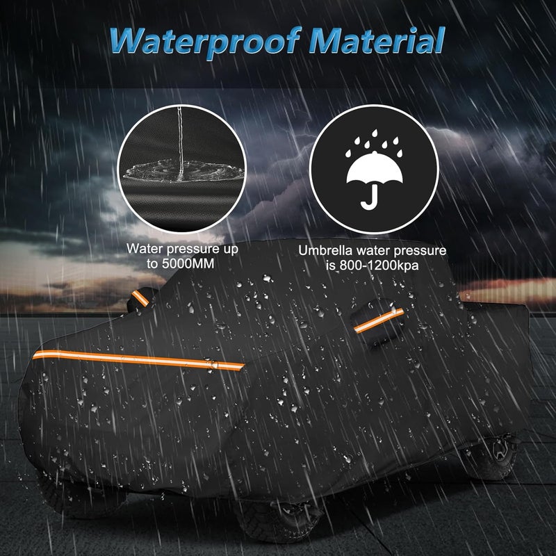 BIGACOVER Truck Cover Fit Toyota Tacoma (2016-2025) Access Cab/Double Cab, Waterproof 420D Oxford Cloth Cover Outdoor Full Car Covers with Zipper Windproof Heavy Duty All Weather - Image 5